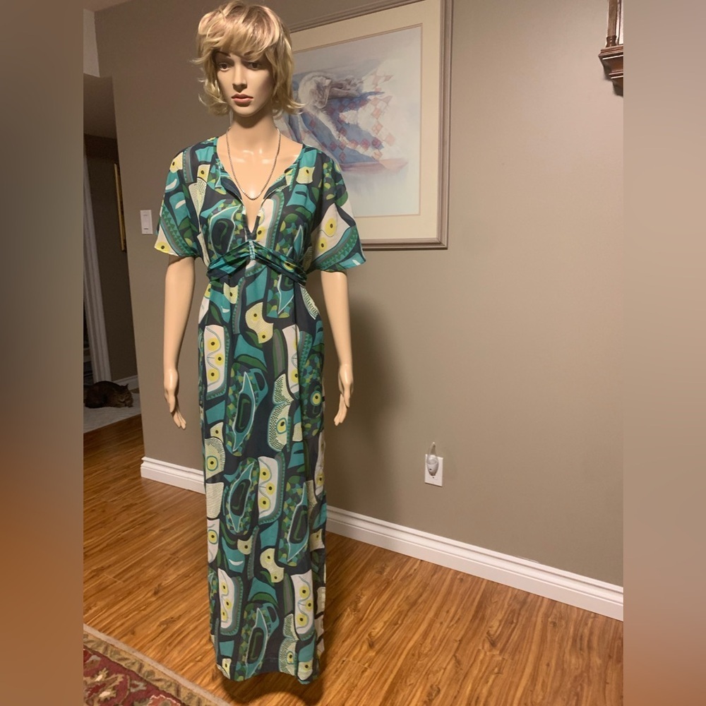 VINTAGE French Connection COVER UP medium greens/yellow